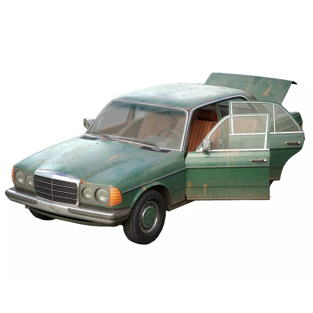 Old Classic Sedan 3D Model – Low Poly Vehicle, PBR Textures, FBX - View 2