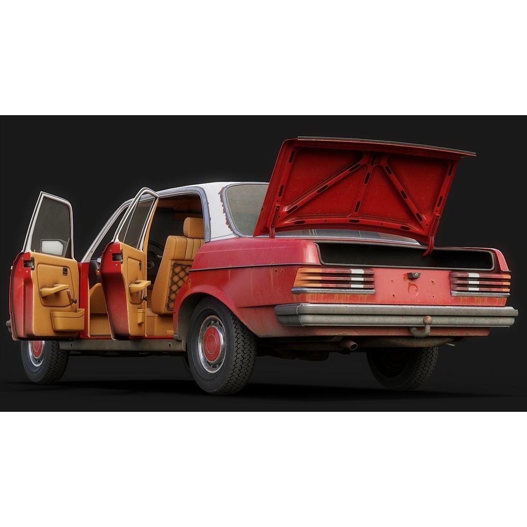 Old Classic Sedan 3D Model – Low Poly Vehicle, PBR Textures, FBX - View 22