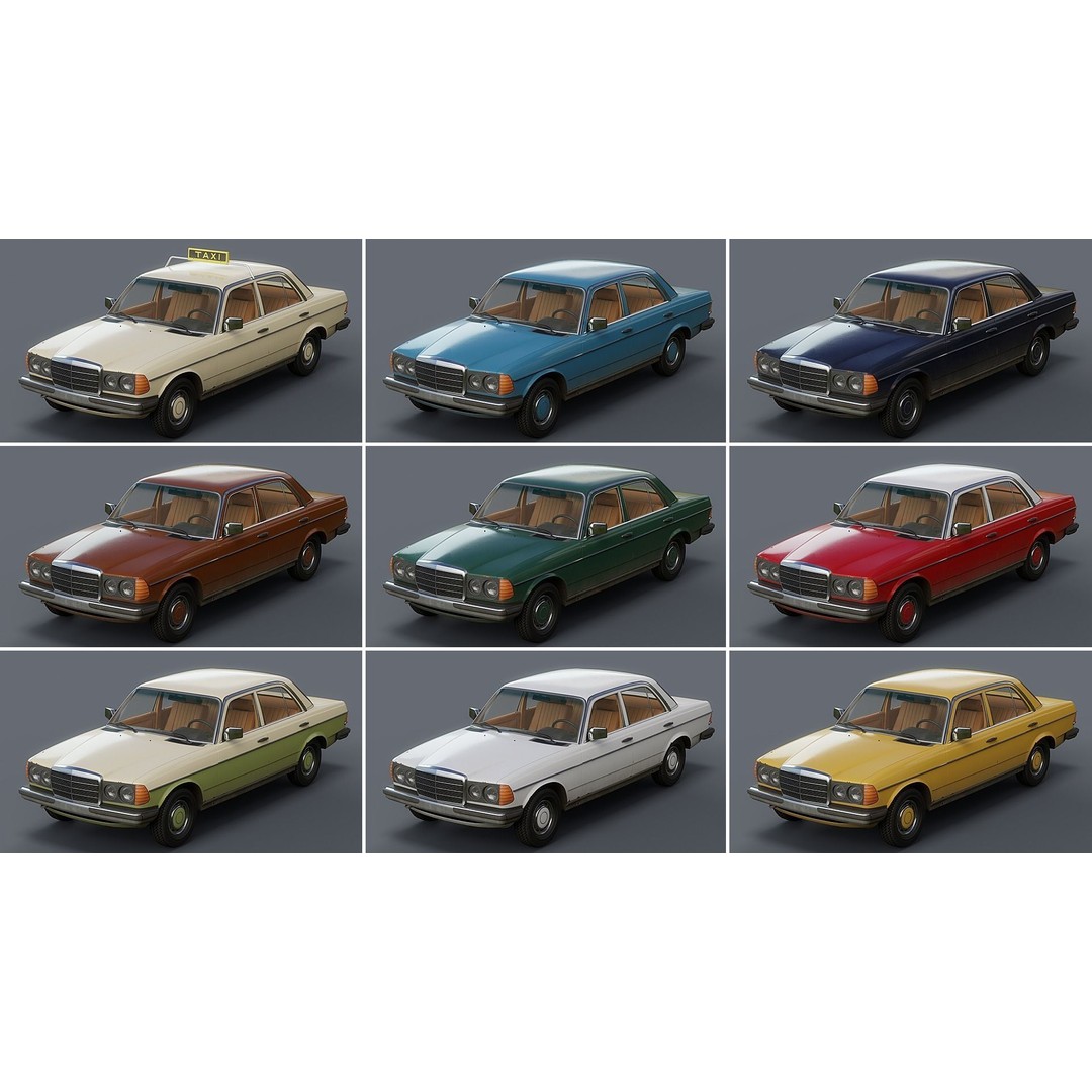 Old Classic Sedan 3D Model – Low Poly Vehicle, PBR Textures, FBX - View 24