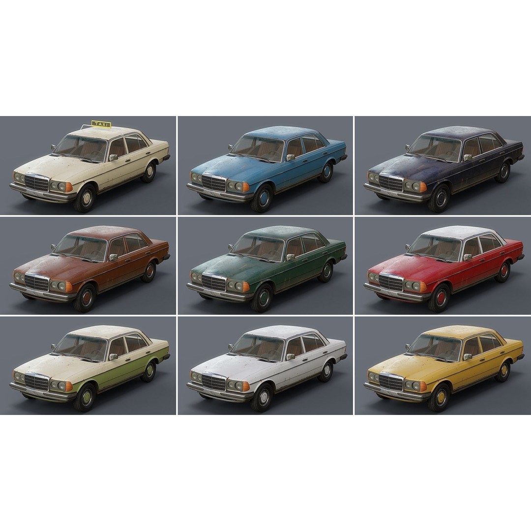 Old Classic Sedan 3D Model – Low Poly Vehicle, PBR Textures, FBX - View 26