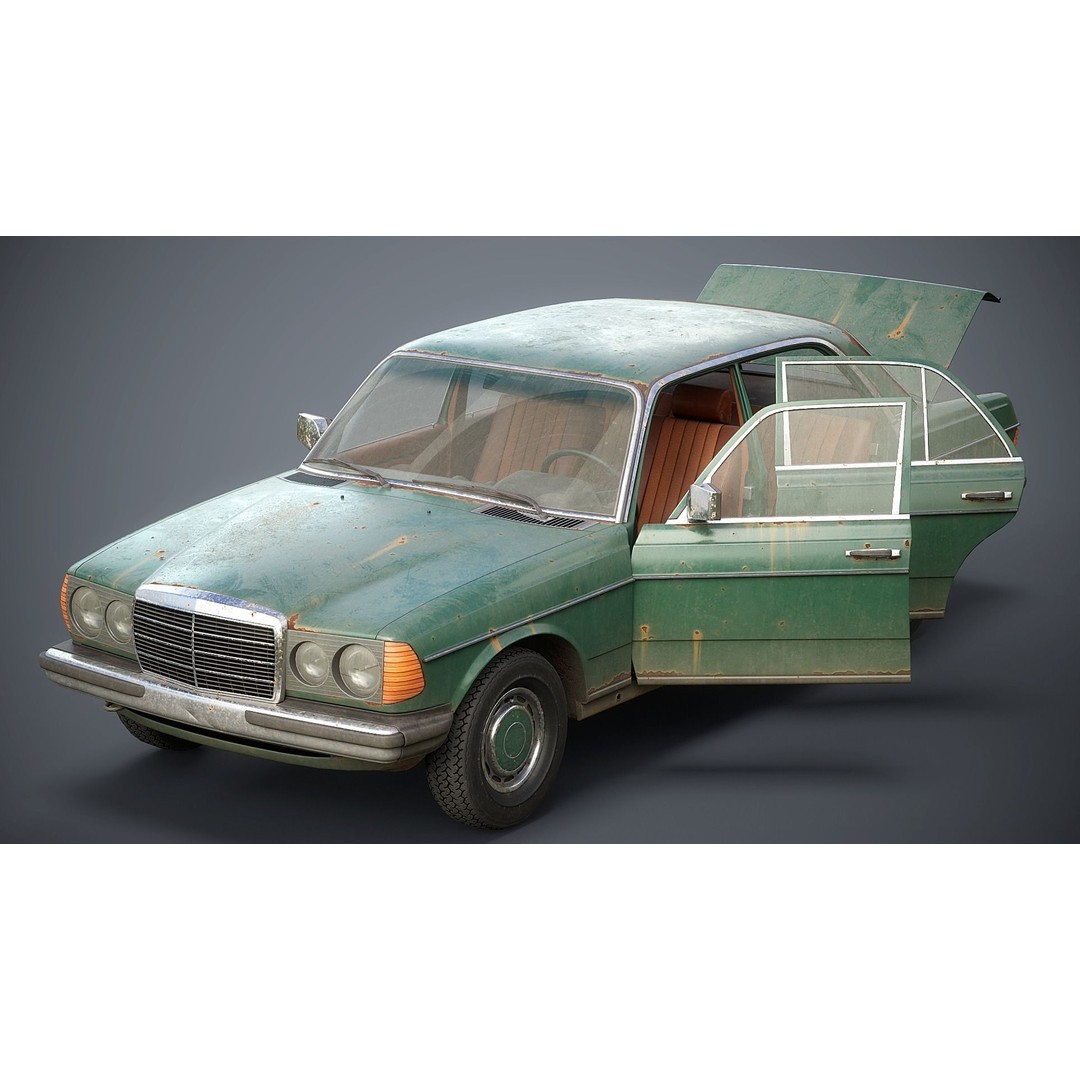 Old Classic Sedan 3D Model – Low Poly Vehicle, PBR Textures, FBX - View 3