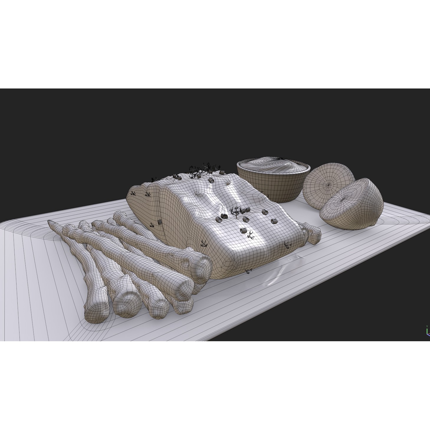 Greek Marinated Salmon Steak with Asparagus - Low-Poly 3D Model - View 17