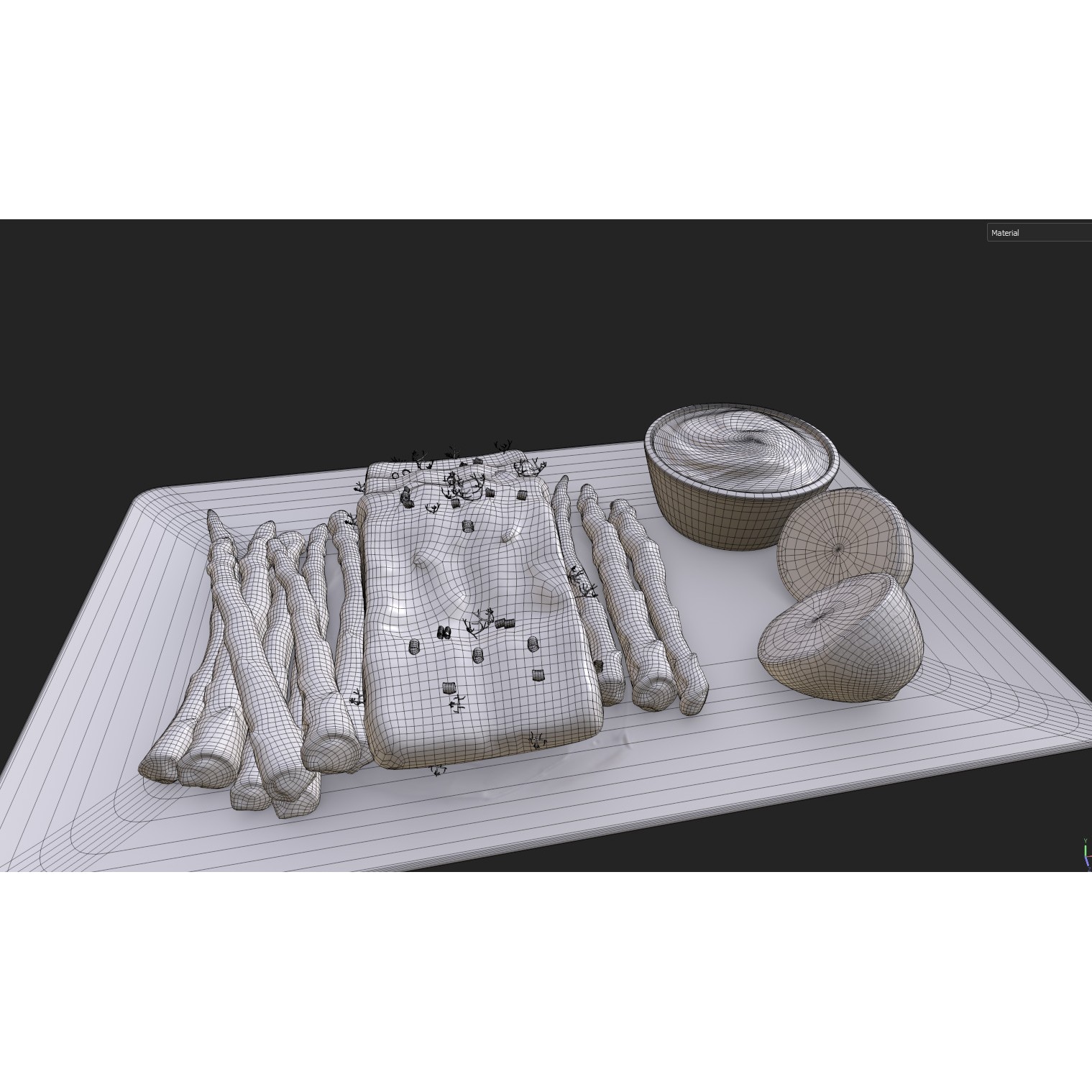 Greek Marinated Salmon Steak with Asparagus - Low-Poly 3D Model - View 18