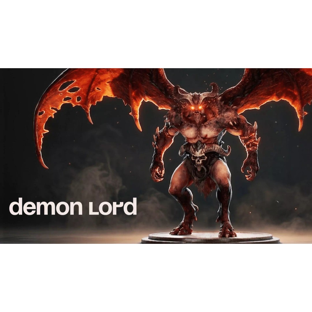 Demon Lord 3D Model – Low Poly Fantasy Character, Rigged, FBX - View 2