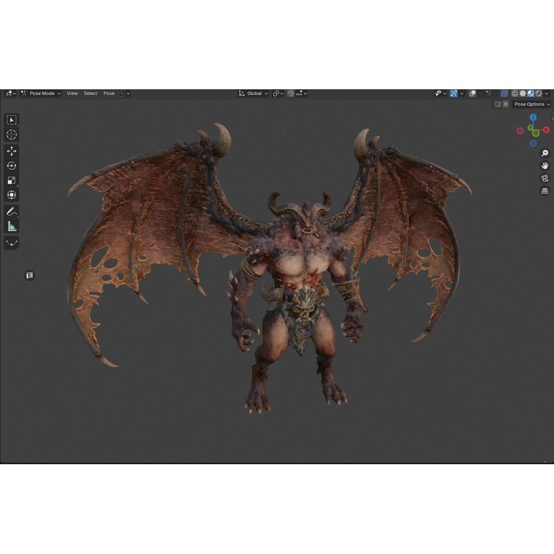 Demon Lord 3D Model – Low Poly Fantasy Character, Rigged, FBX - View 25