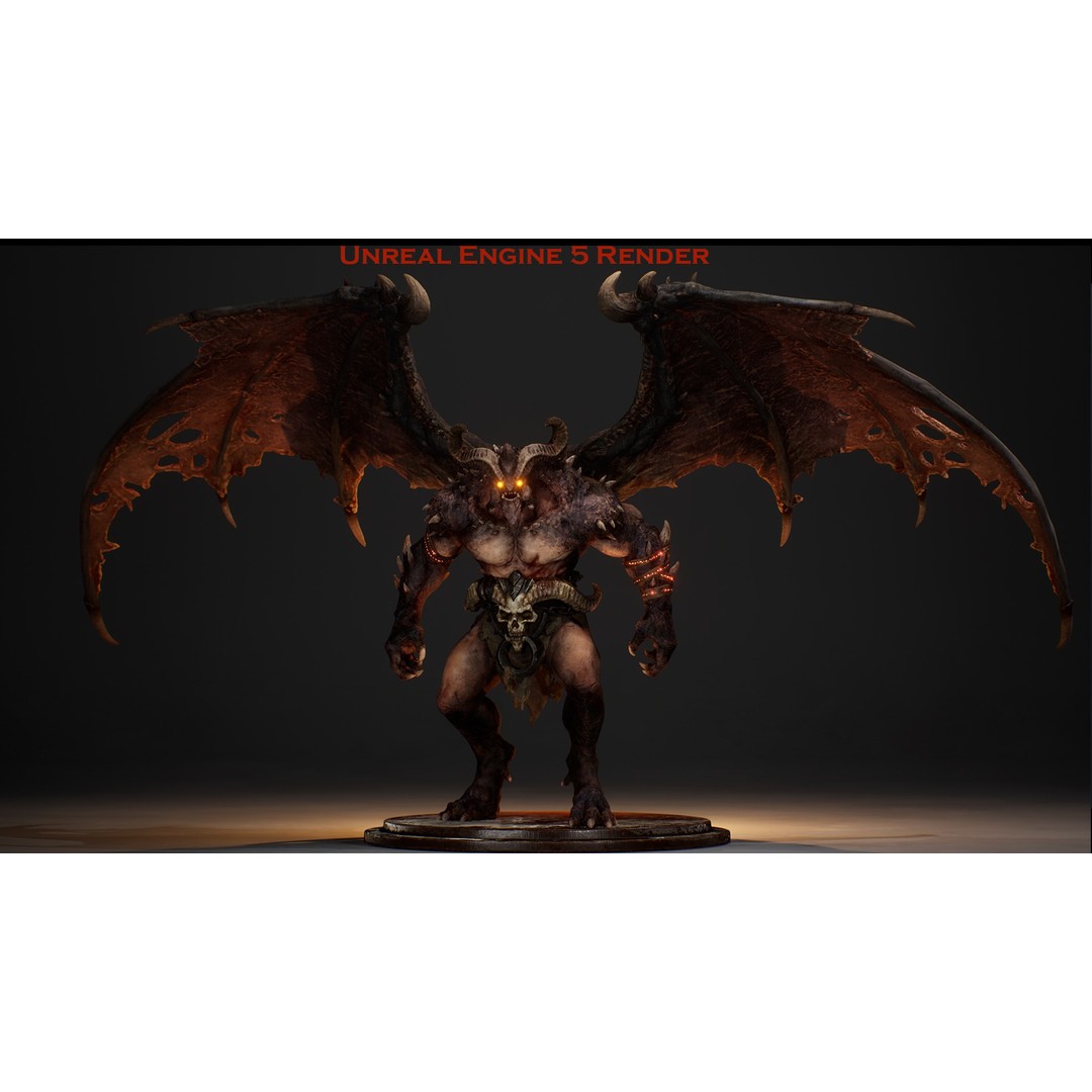 Demon Lord 3D Model – Low Poly Fantasy Character, Rigged, FBX - View 3