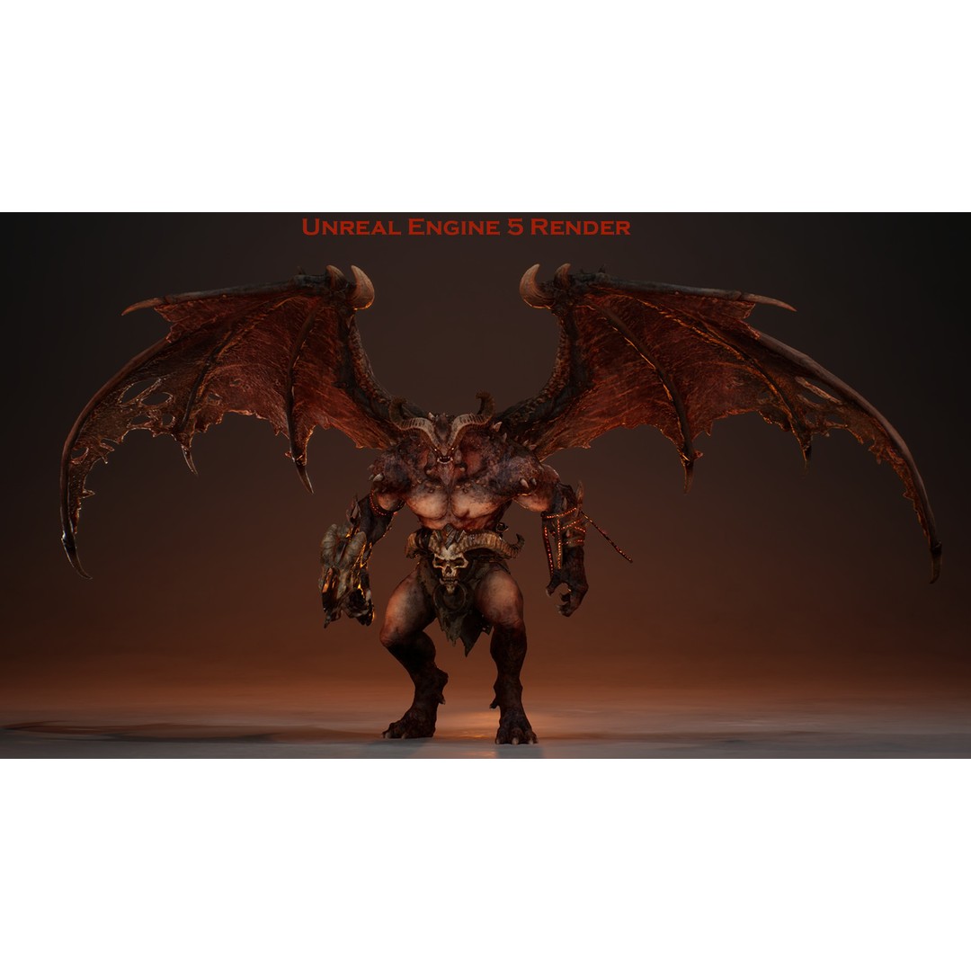 Demon Lord 3D Model – Low Poly Fantasy Character, Rigged, FBX - View 8