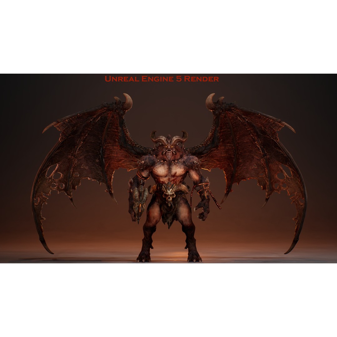Demon Lord 3D Model – Low Poly Fantasy Character, Rigged, FBX - View 9