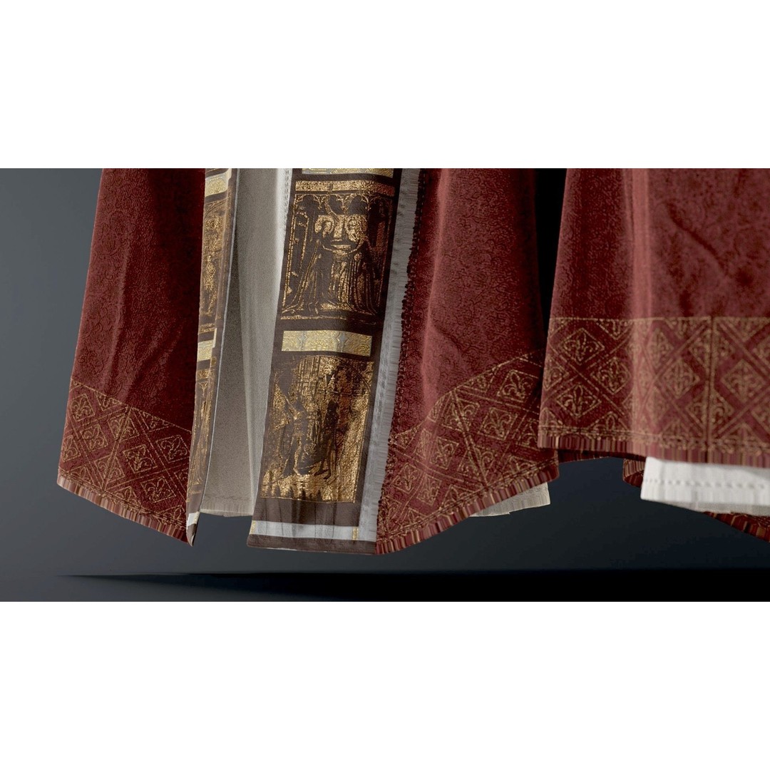 Medieval Religious Character 3D Model – High Poly Archbishop, Priest, and Monks - View 10