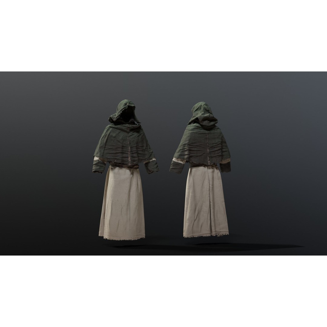 Medieval Religious Character 3D Model – High Poly Archbishop, Priest, and Monks - View 26