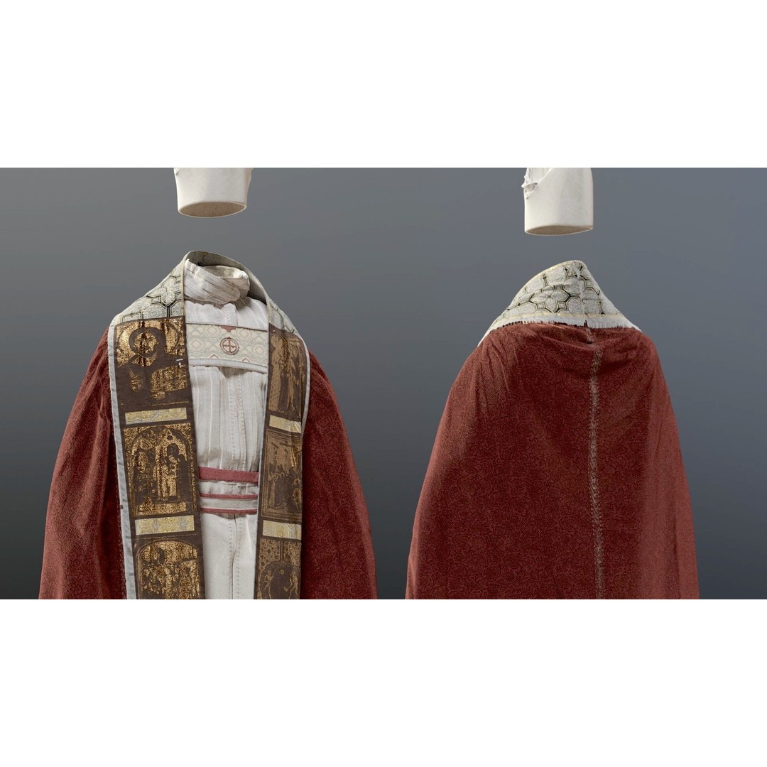 Medieval Religious Character 3D Model – High Poly Archbishop, Priest, and Monks - View 4