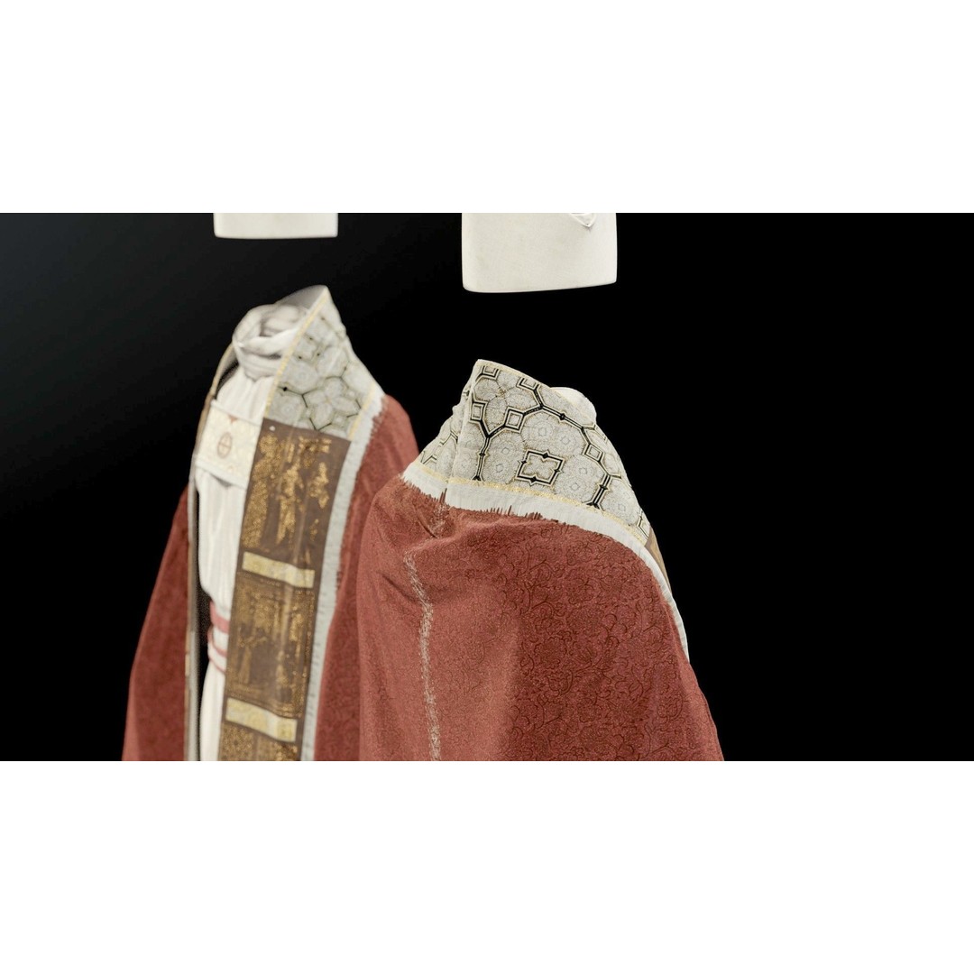 Medieval Religious Character 3D Model – High Poly Archbishop, Priest, and Monks - View 6