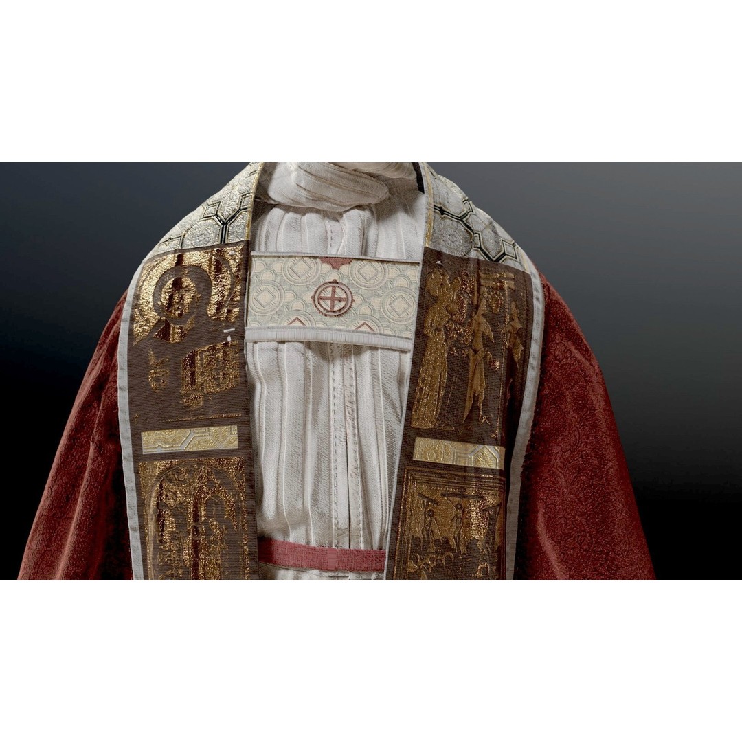 Medieval Religious Character 3D Model – High Poly Archbishop, Priest, and Monks - View 8