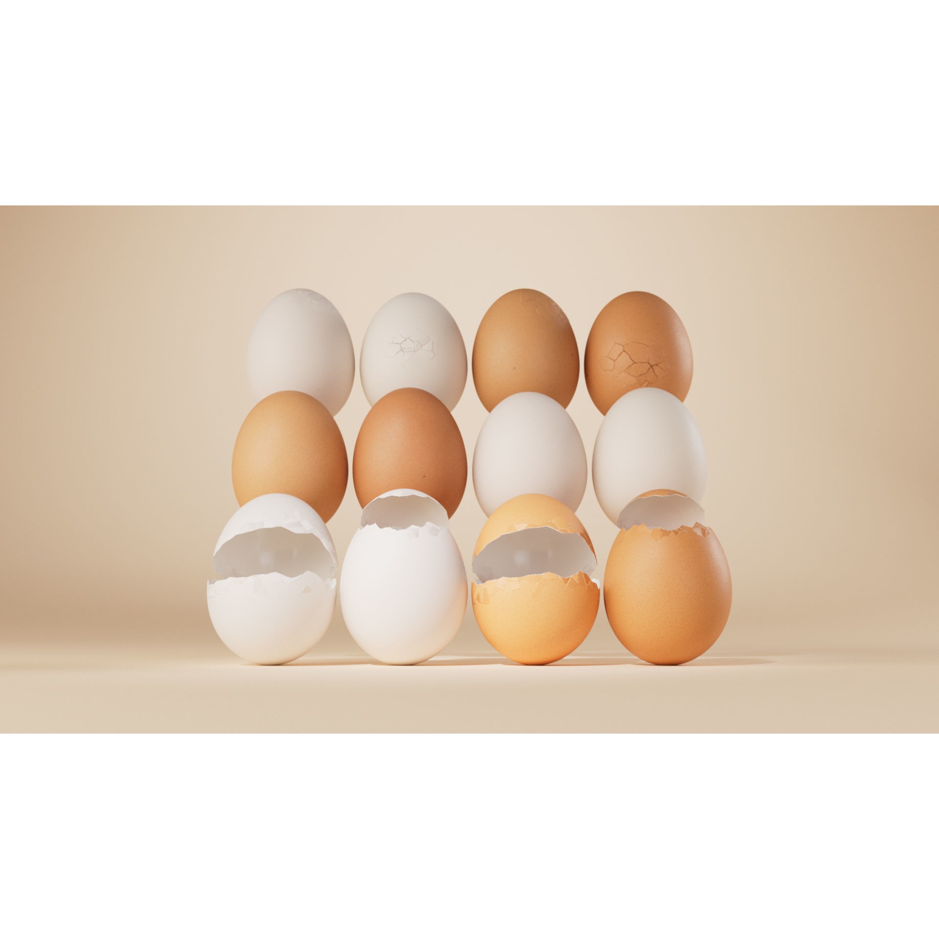 Photorealistic Eggs - PBR 3D Model