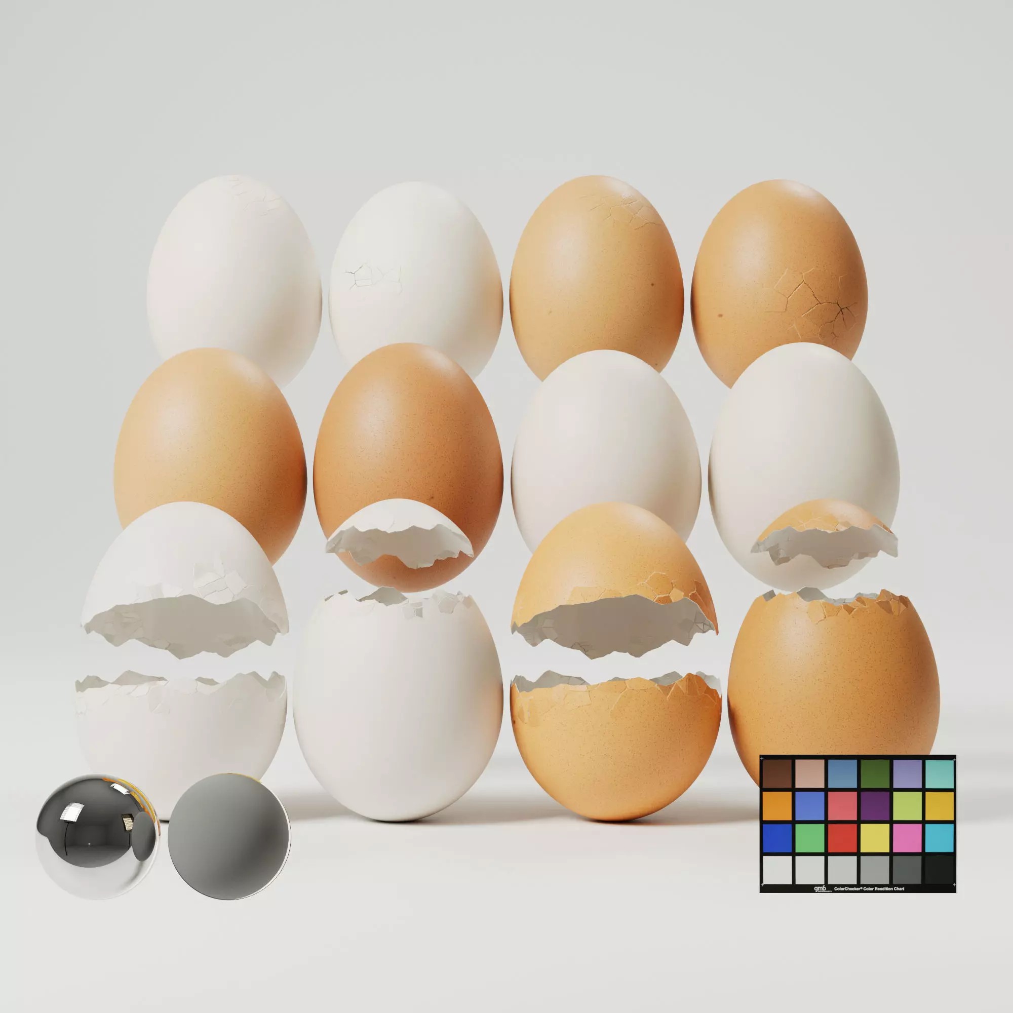 Photorealistic Eggs - PBR 3D Model - View 2