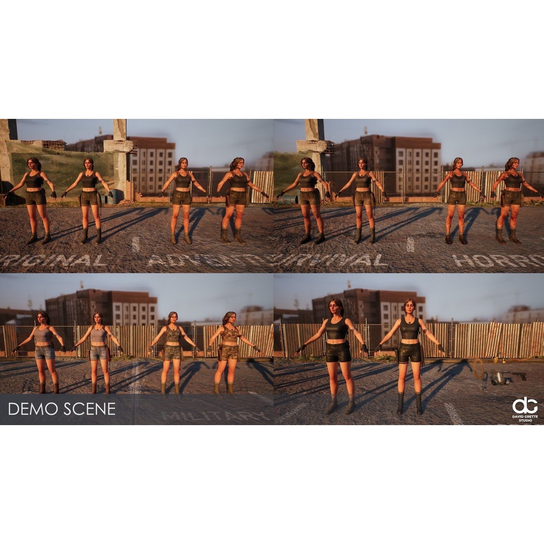 Eva Adventure Character 3D Model – Low Poly Rigged Game Asset, FBX - View 22