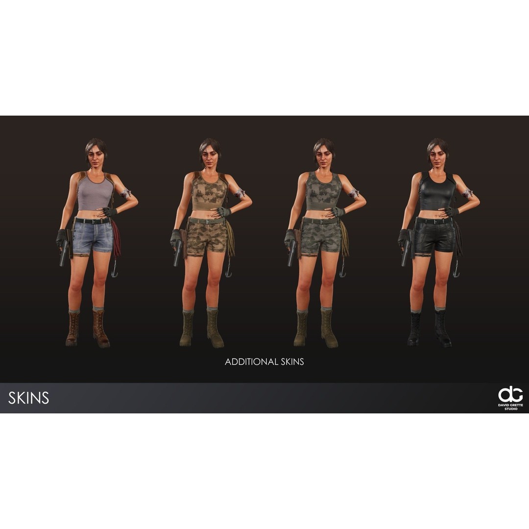 Eva Adventure Character 3D Model – Low Poly Rigged Game Asset, FBX - View 5