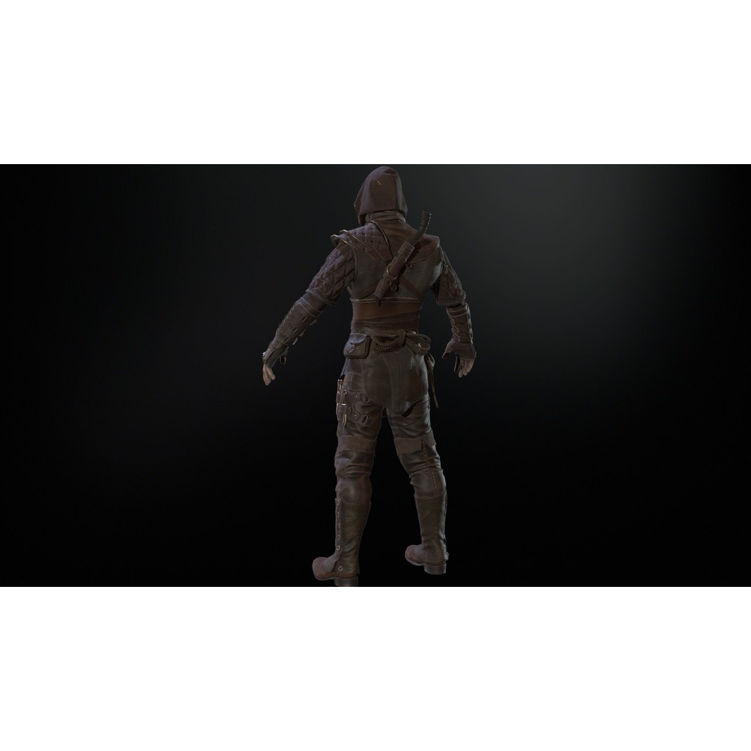 Thief 3D Model – Low Poly Character Rigged for Games, FBX - View 13