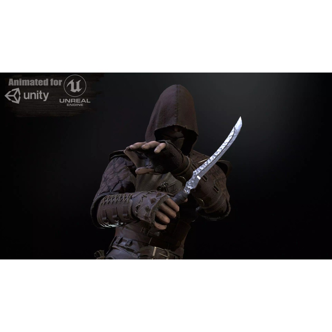Thief 3D Model – Low Poly Character Rigged for Games, FBX - View 2