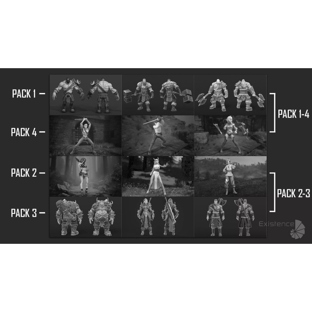Stylized Fantasy Characters 3D Model – Low Poly Mega Bundle, FBX - View 22