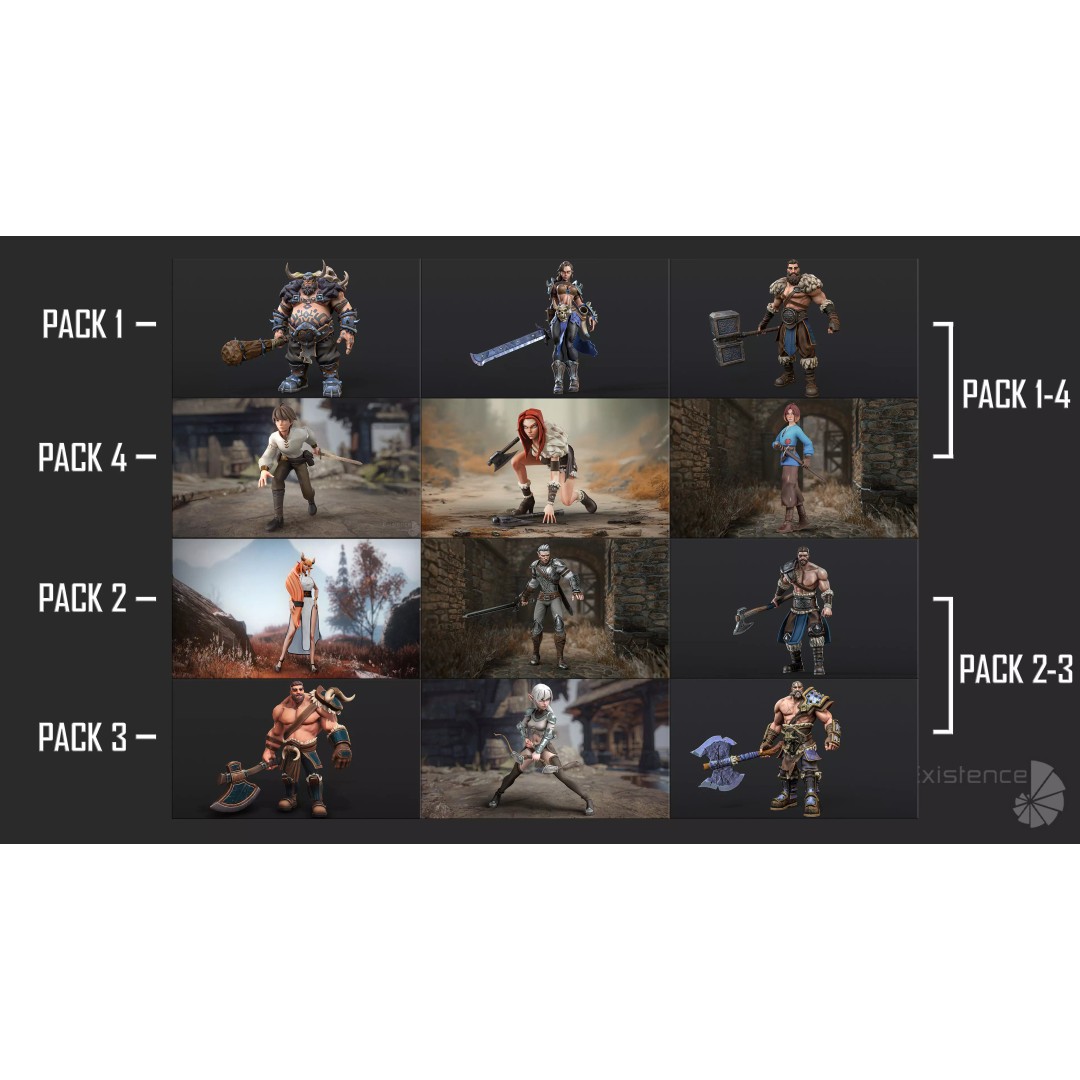 Stylized Fantasy Characters 3D Model – Low Poly Mega Bundle, FBX - View 9