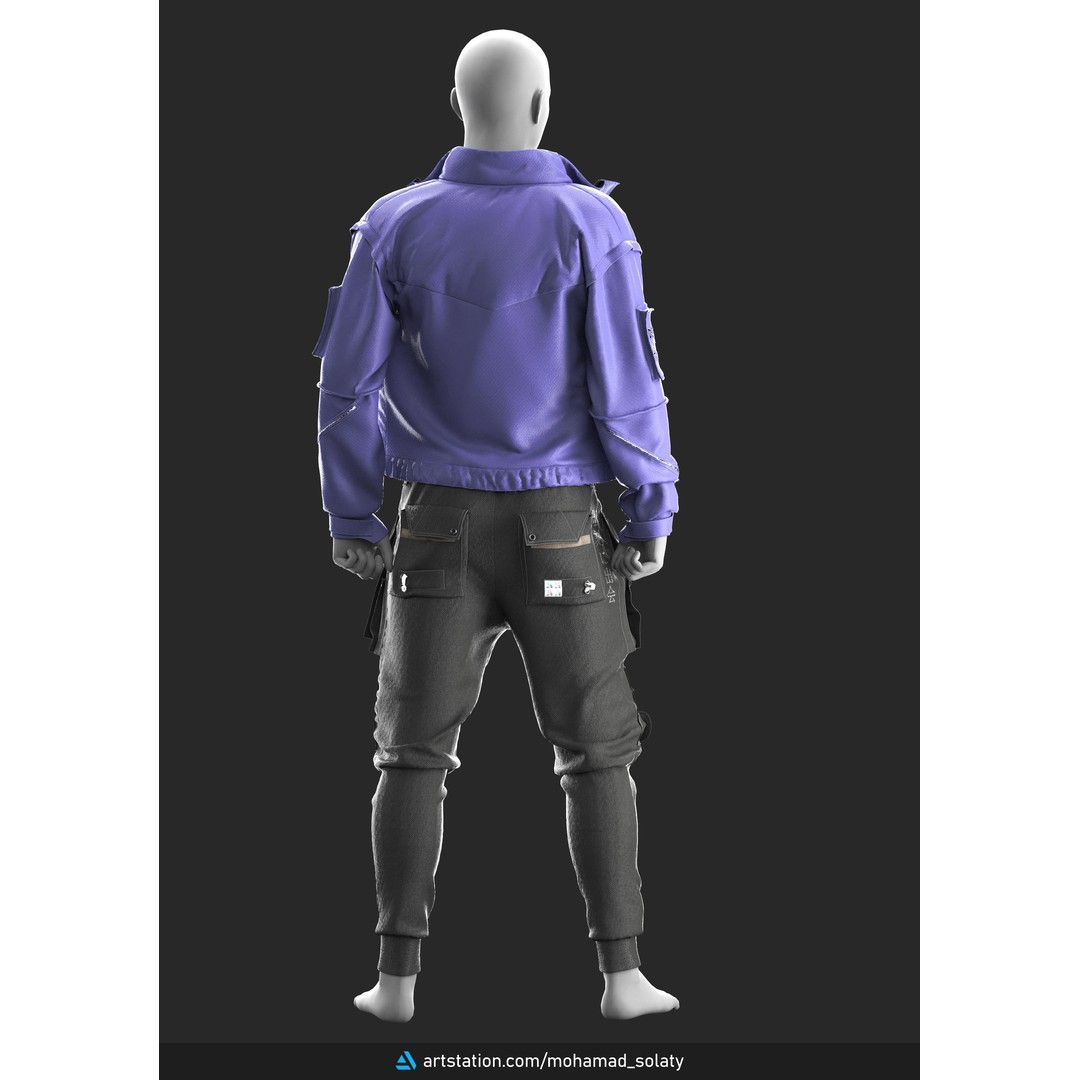 Mens Outfit 3D Model – Marvelous Designer Clothing with Textures - View 12