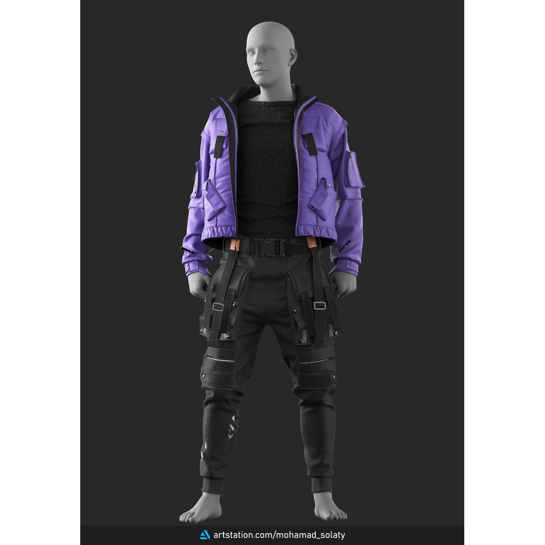 Mens Outfit 3D Model – Marvelous Designer Clothing with Textures - View 13
