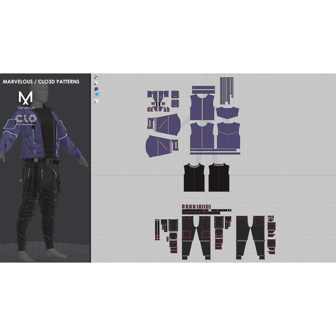 Mens Outfit 3D Model – Marvelous Designer Clothing with Textures - View 8