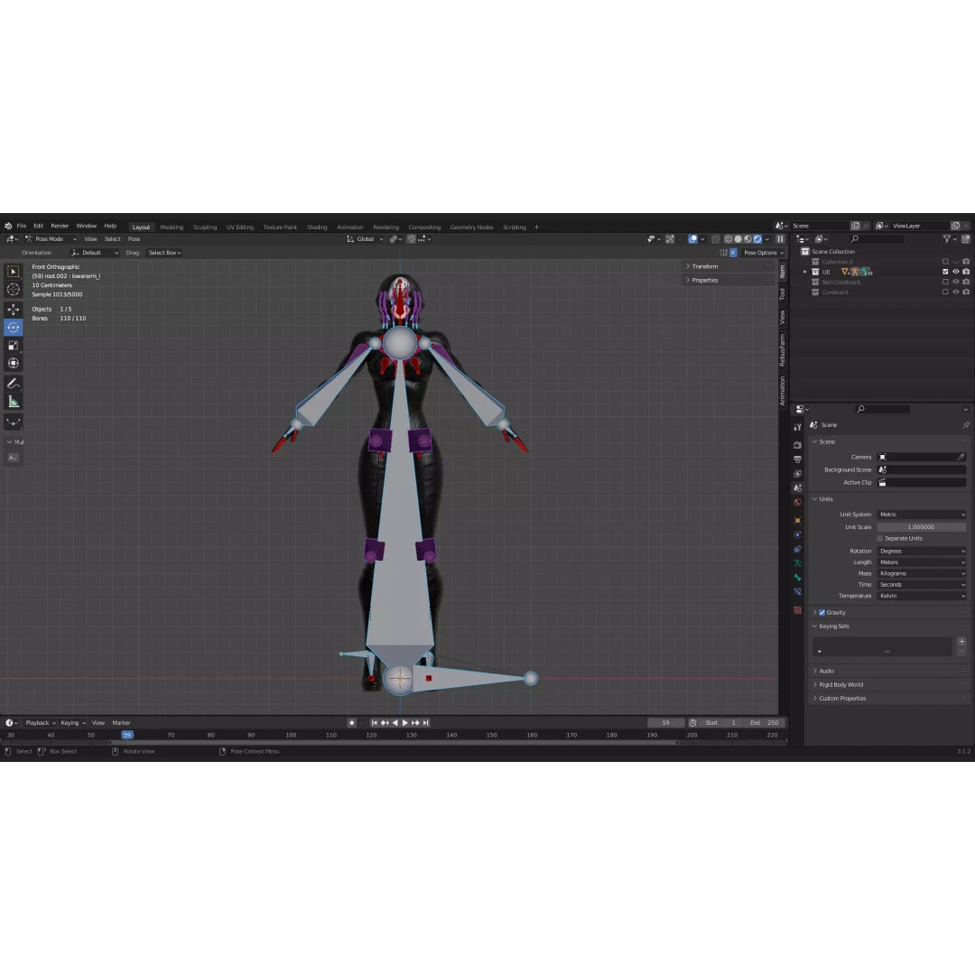 Black Mirage 3D Model – Low Poly Female Superhero, Rigged FBX
