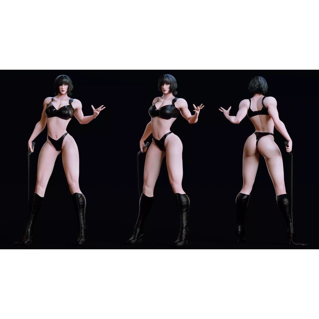 Black Mirage 3D Model – Low Poly Female Superhero, Rigged FBX - View 16