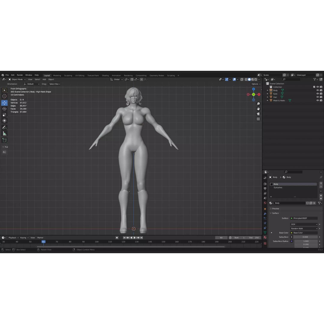 Black Mirage 3D Model – Low Poly Female Superhero, Rigged FBX - View 21