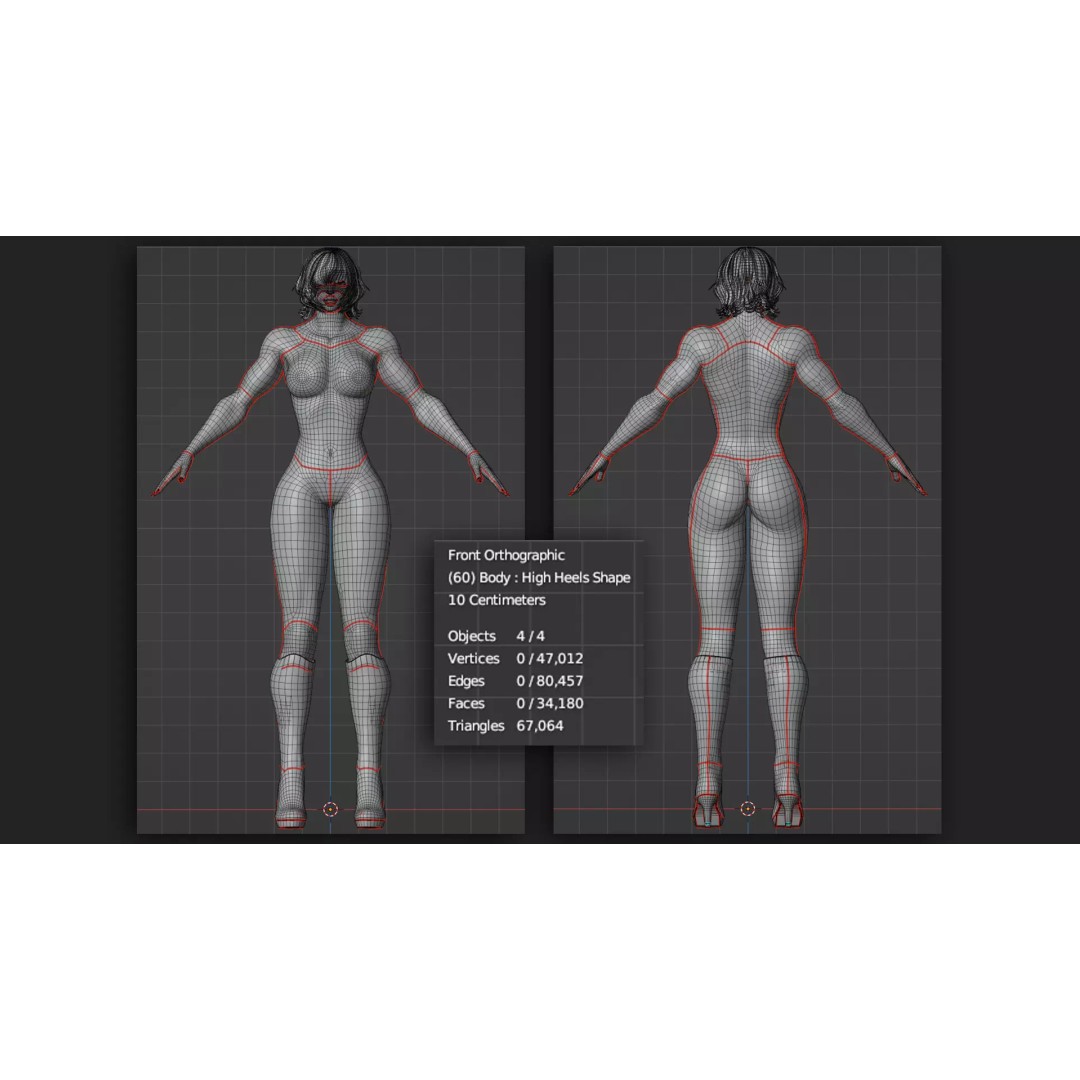 Black Mirage 3D Model – Low Poly Female Superhero, Rigged FBX - View 22