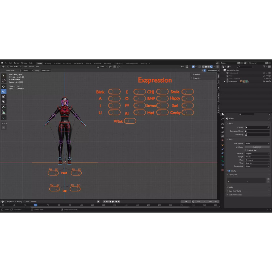 Black Mirage 3D Model – Low Poly Female Superhero, Rigged FBX - View 25