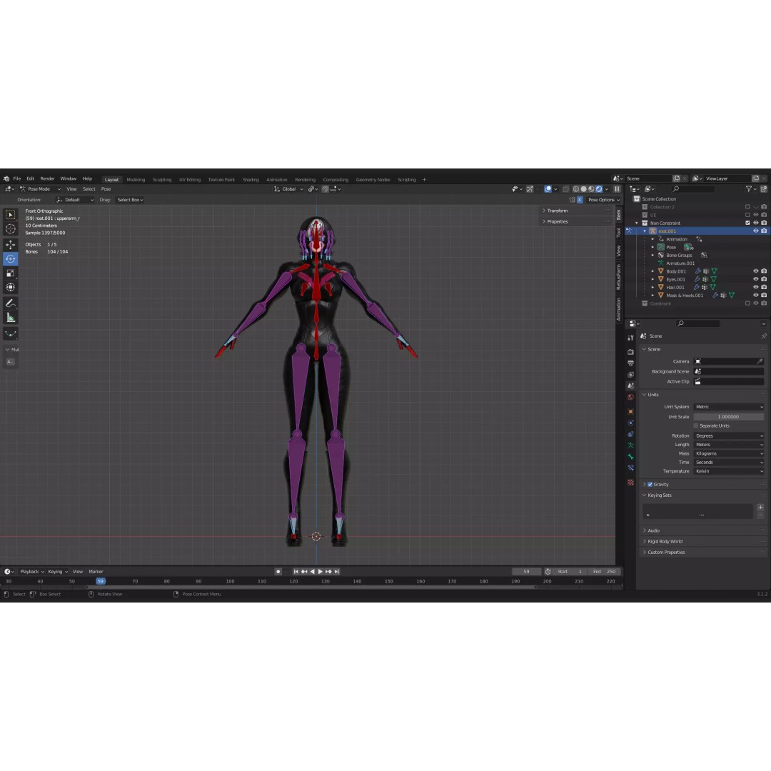 Black Mirage 3D Model – Low Poly Female Superhero, Rigged FBX - View 26