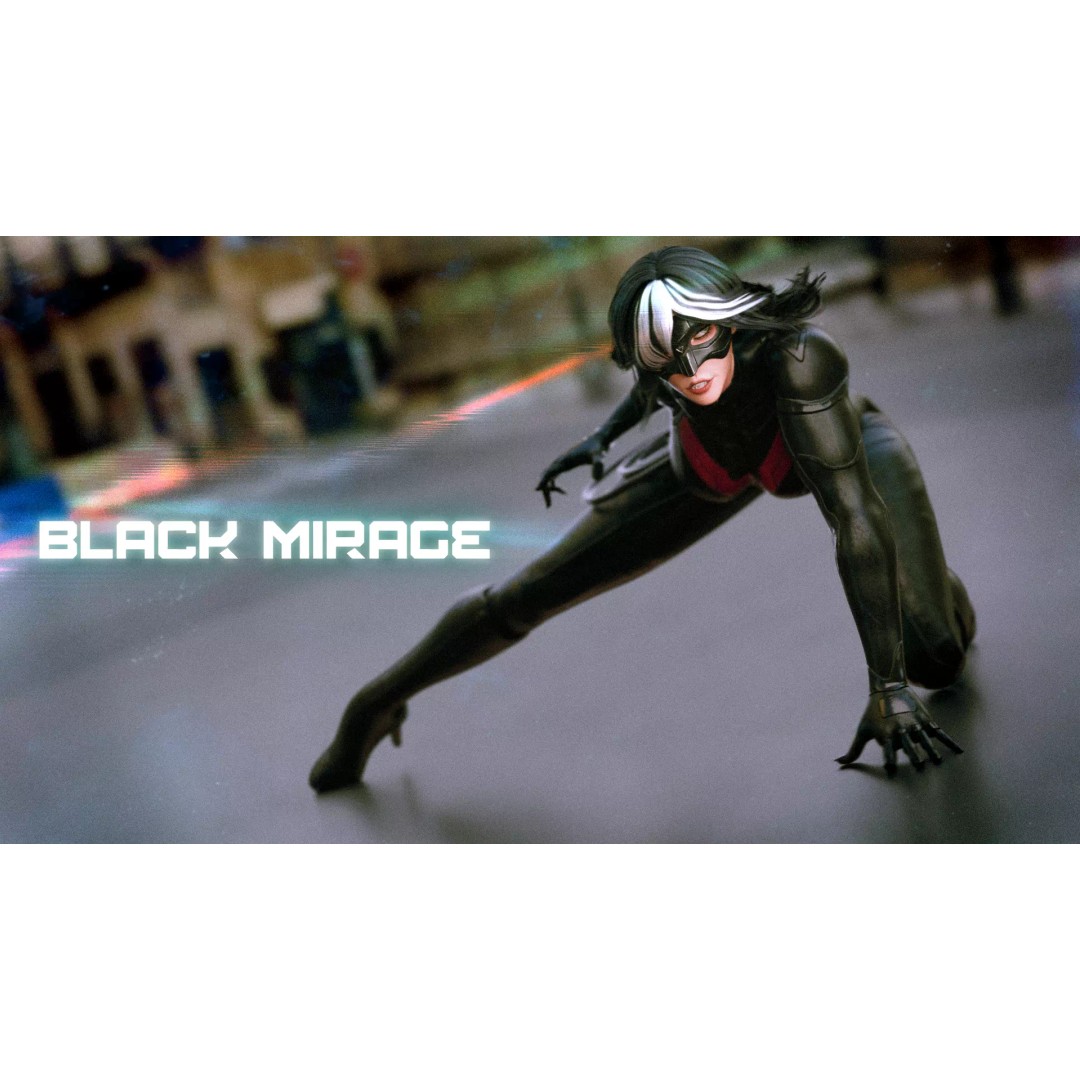 Black Mirage 3D Model – Low Poly Female Superhero, Rigged FBX - View 3
