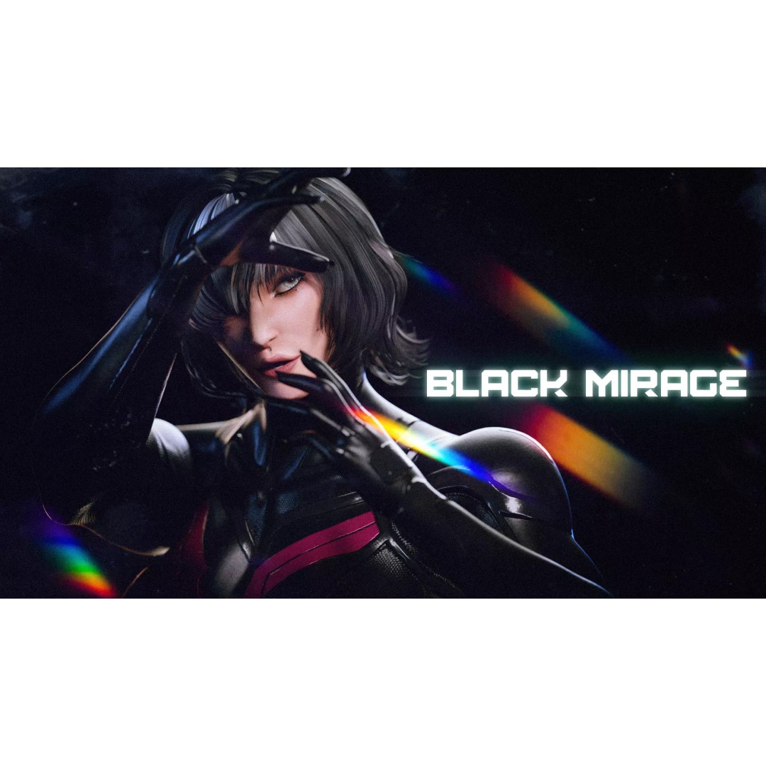 Black Mirage 3D Model – Low Poly Female Superhero, Rigged FBX - View 4