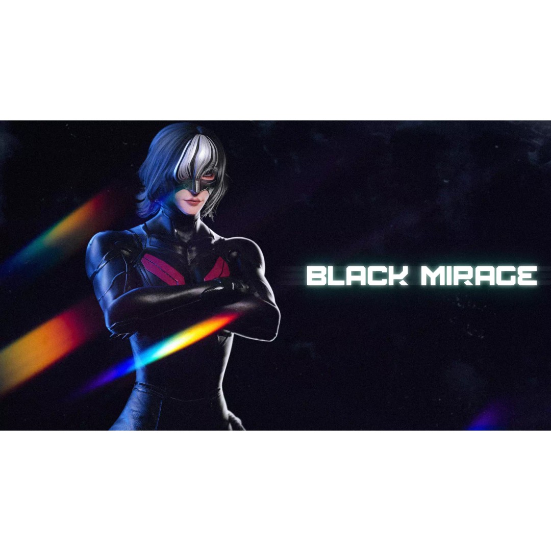 Black Mirage 3D Model – Low Poly Female Superhero, Rigged FBX - View 5