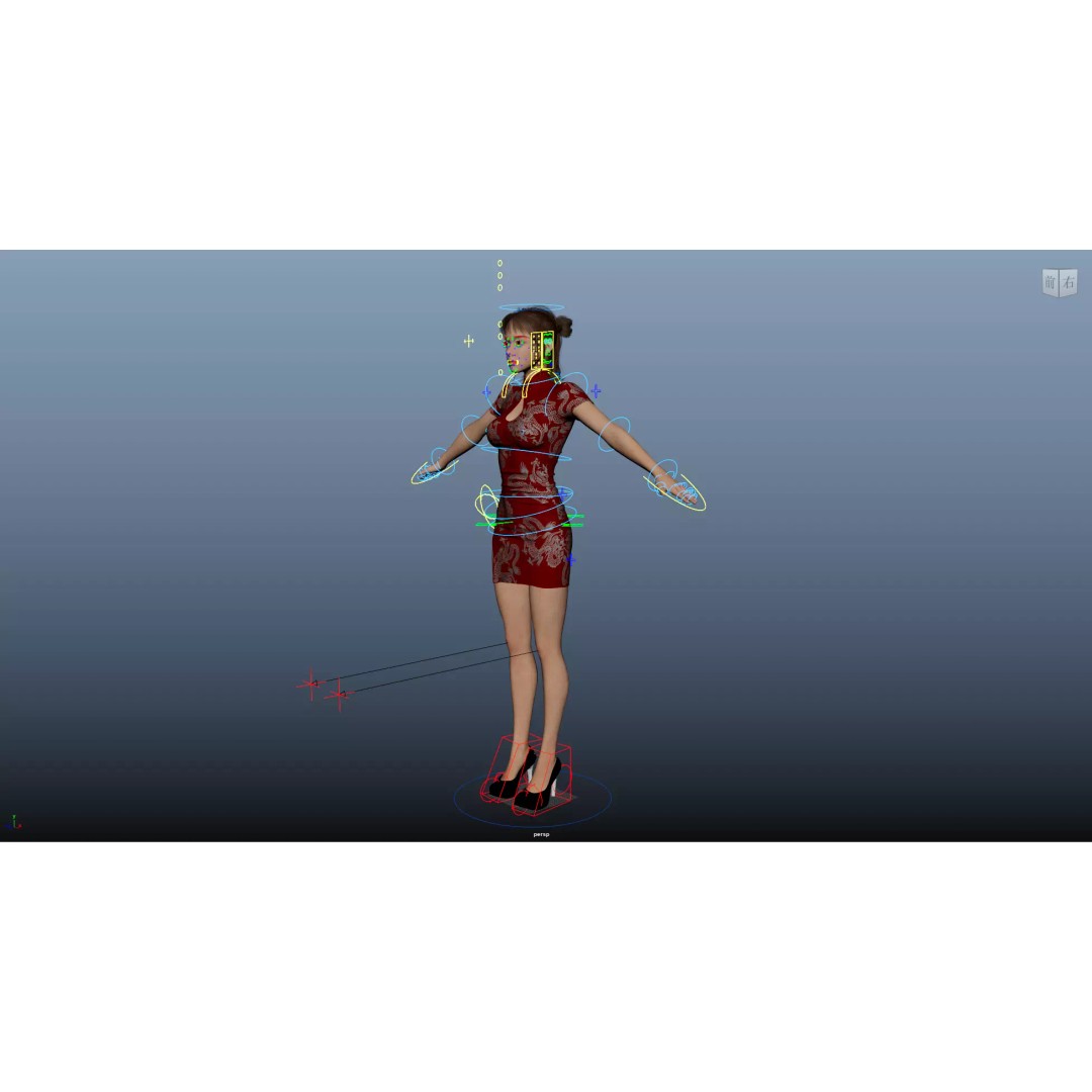 Girl 3D Model – Low Poly Cheongsam Qipao Dress, Rigged, FBX - View 24