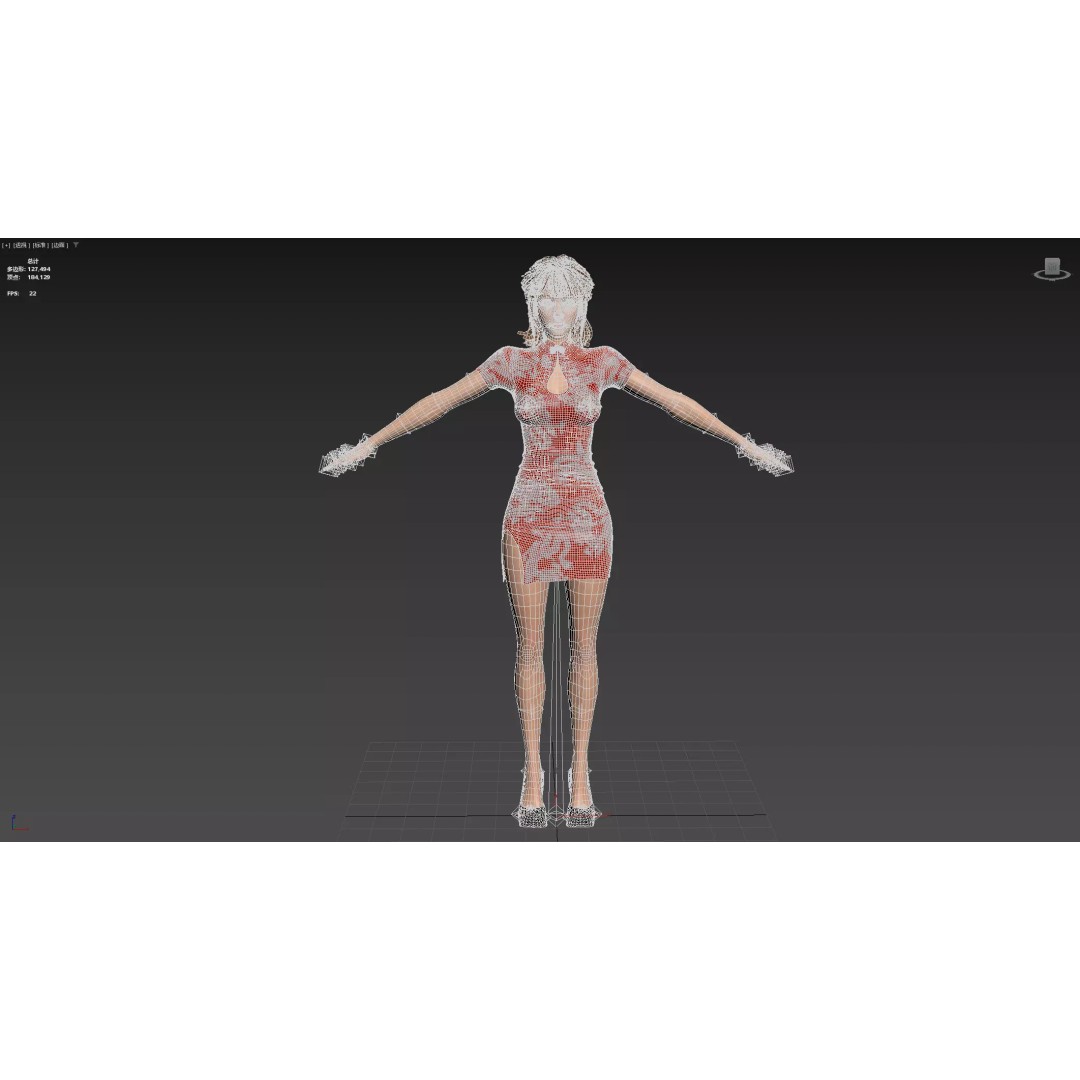 Girl 3D Model – Low Poly Cheongsam Qipao Dress, Rigged, FBX - View 28