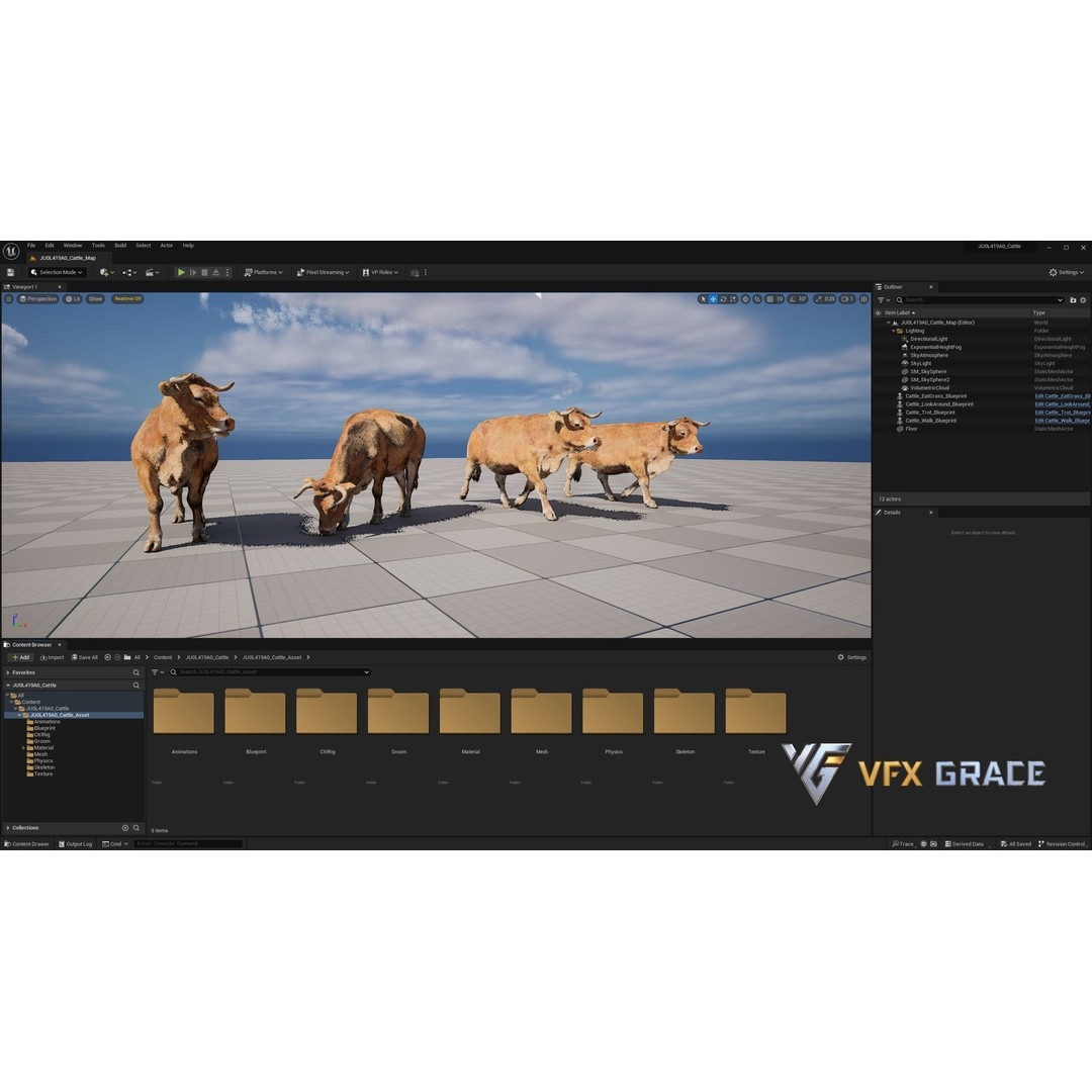 Cattle 3D Model – Realistic Rigged Character for Unreal Engine - View 15