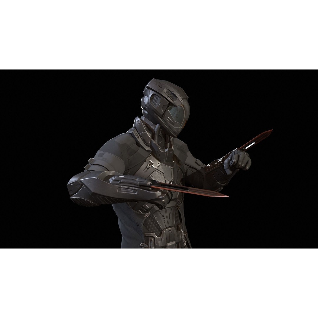 CyberSuit 06 3D Model – Low Poly Sci-Fi Character, Rigged, FBX - View 14