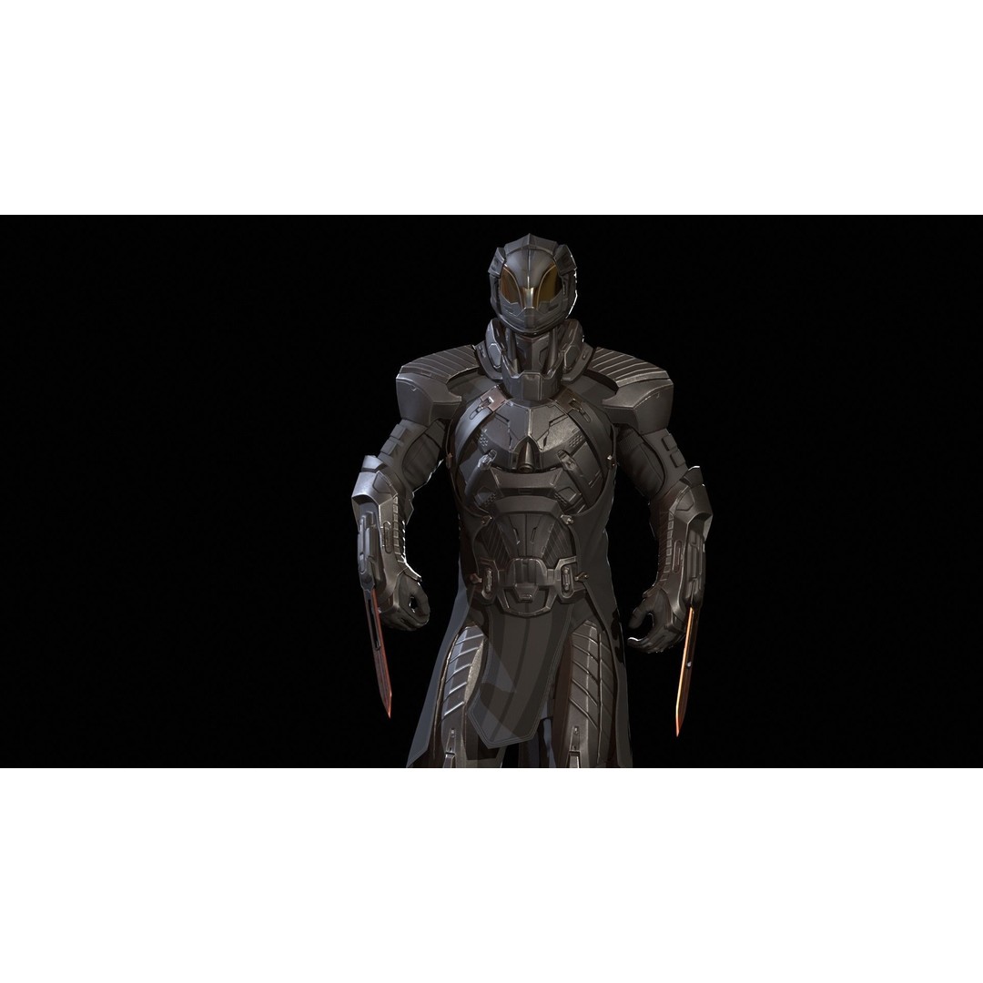 CyberSuit 06 3D Model – Low Poly Sci-Fi Character, Rigged, FBX - View 19