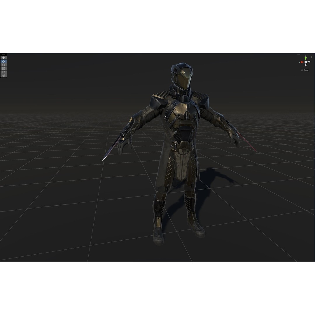 CyberSuit 06 3D Model – Low Poly Sci-Fi Character, Rigged, FBX - View 23
