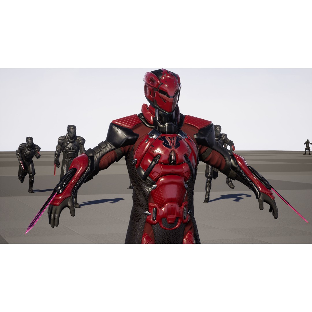 CyberSuit 06 3D Model – Low Poly Sci-Fi Character, Rigged, FBX - View 27