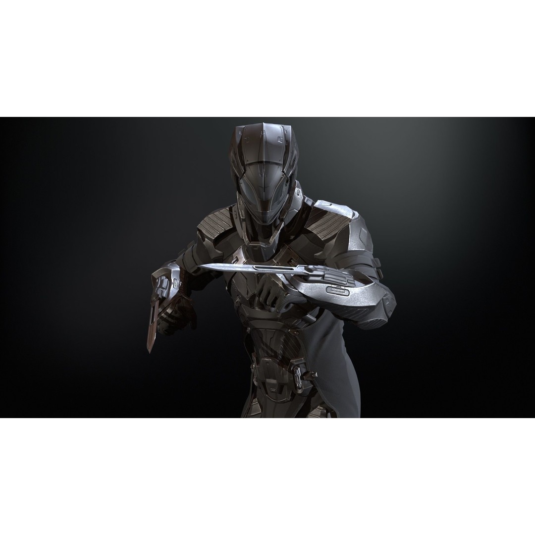 CyberSuit 06 3D Model – Low Poly Sci-Fi Character, Rigged, FBX - View 4