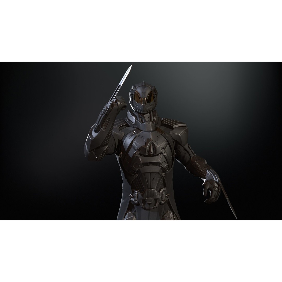 CyberSuit 06 3D Model – Low Poly Sci-Fi Character, Rigged, FBX - View 5