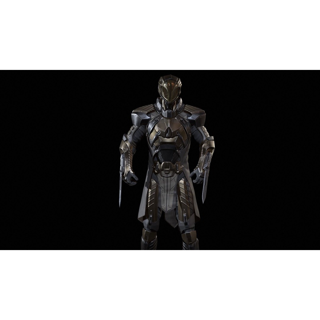 CyberSuit 06 3D Model – Low Poly Sci-Fi Character, Rigged, FBX - View 9