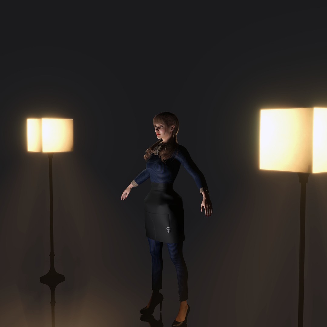 Woman Waiter 3D Model – Low Poly Rigged Character with PBR Textures, FBX - View 7