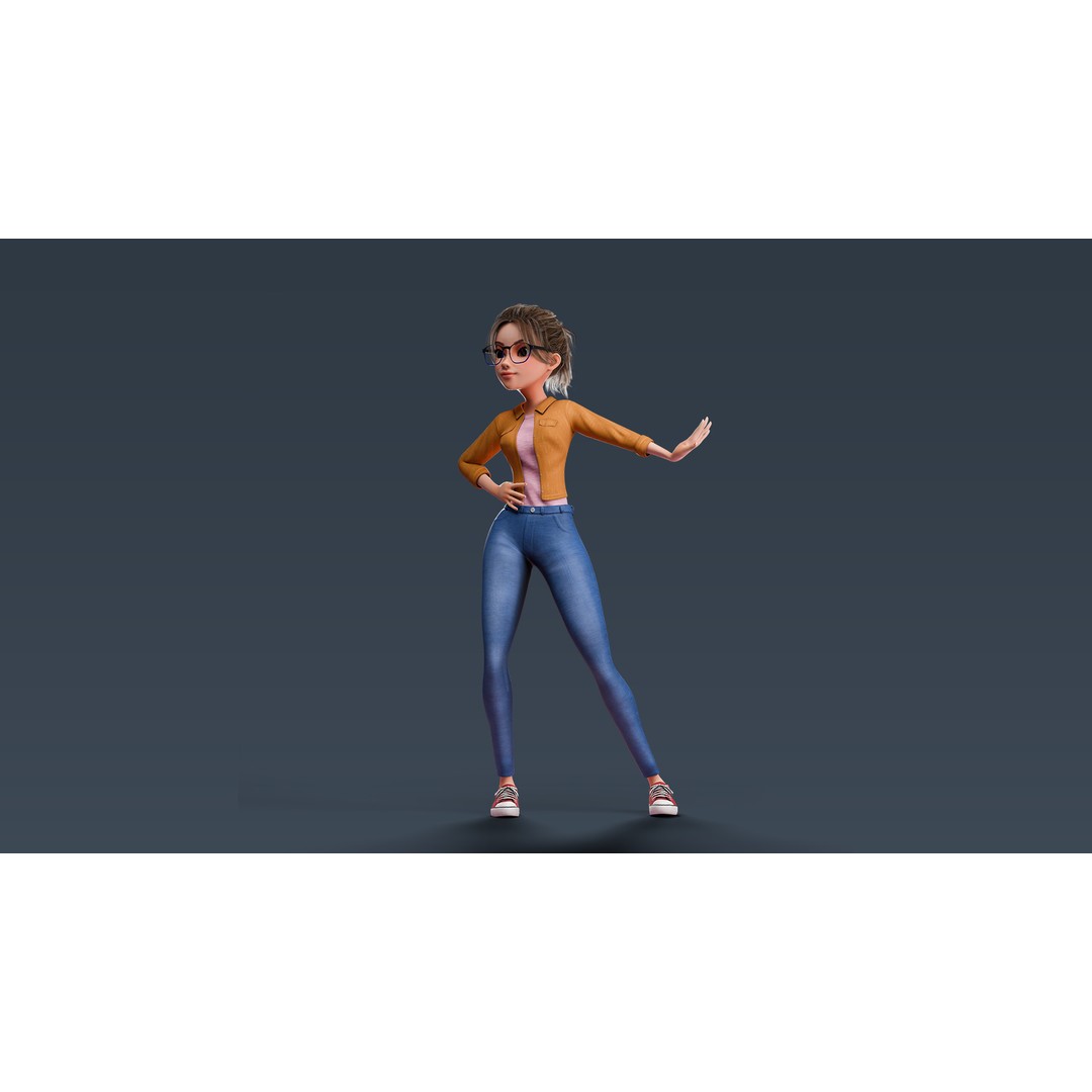 Cartoon Teen Girl 3D Model – Rigged Low Poly Character for Animation - View 18