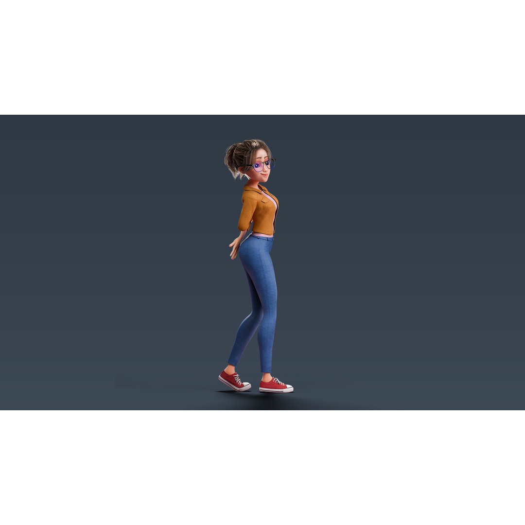 Cartoon Teen Girl 3D Model – Rigged Low Poly Character for Animation - View 20